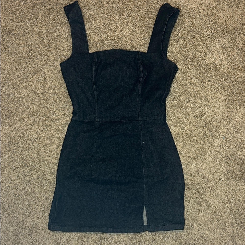 Black Denim Mini Fitted Dress